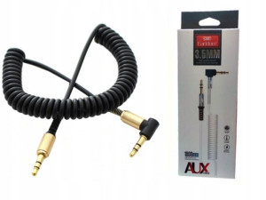 Kabel biały kątowy Aux mini jack 3.5mm wtyk ZŁOTY