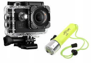 Wodoodporna Kamera + Latarka 1080 Hd Sport Wakacje