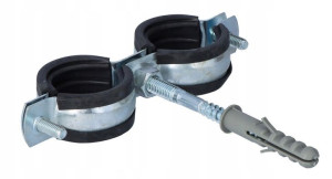 Obejma metalowa uchwyt rury z gumą 1/2 20-24 mm