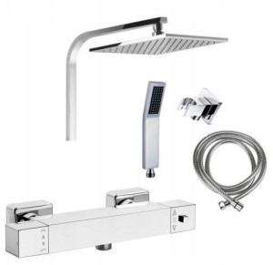 Zestaw prysznicowy TERMOSTAT MetalCube 30 cm Desz