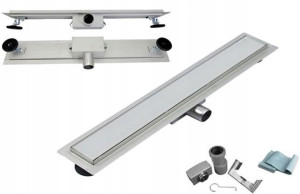 Odpływ Liniowy 90cm Niski 52mm Szklany Biały