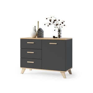 Komoda 100 Cm Styl Skandynawski Antracyt / Wotan