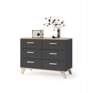Komoda 100 Cm Styl Skandynawski Antracyt / Wotan