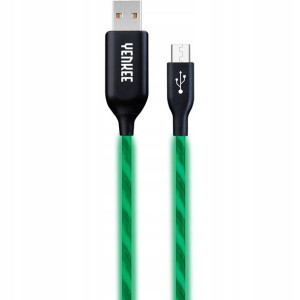 Kabel USB/Micro 1M Zielony LED Yenkee YCU 231 GN