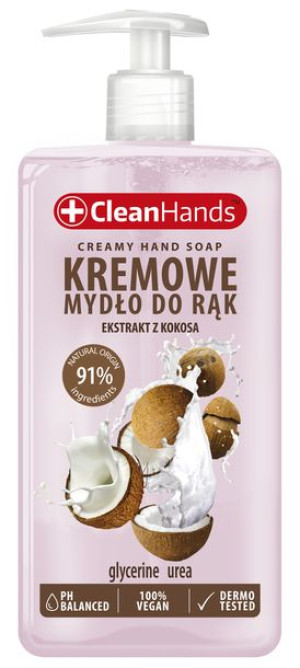KREMOWE MYDŁO w PŁYNIE Ekstrakt z kokosa CLEANHANDS 300 ml