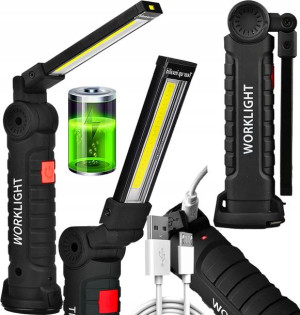 Duża Lampa Latarka Warsztatowa Led Cob Magnes Usb