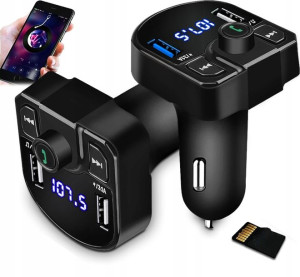 Transmiter Fm Bluetooth Ładowarka 2x Usb Micro Sd