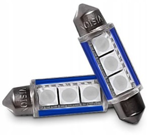 Żarowka C5w Rurka Szlana 41mm 3 Led Smd Niebieska