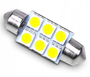 Żarówka Rurka 6 Led Smd 39mm C5w C10w Do Wnętrza