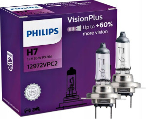 Philips H7 VisionPlus +60% 55W ŻARÓWKI 2 SZTUKI
