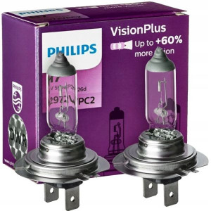 Żarówki H7 Philips Visionplus + 60% 55w Komplet