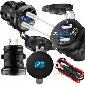 Ładowarka Do Zabudowy 2x Usb Qc3.0 Szybka Podświet