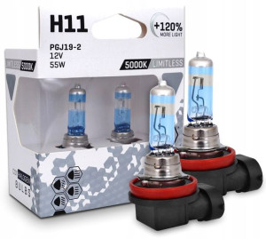 Żarówki Vision White H11 12v 55w +120% Komplet