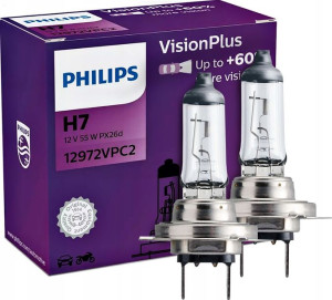 Żarówki H7 Philips Visionplus + 60% 55w Komplet