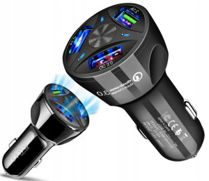Szybka Samochodowa Ładowarka 3xusb Qualcomm Qc 3.0