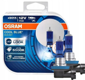 2x H11 Osram Xenon Look 5000k Cool Blue Boost 100%