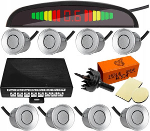 8x Czujniki Parkowania Cofania Led Lcd Parktronic