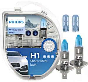 ŻARÓWKI H1 PHILIPS White Vision Ultra + 2szt W5W