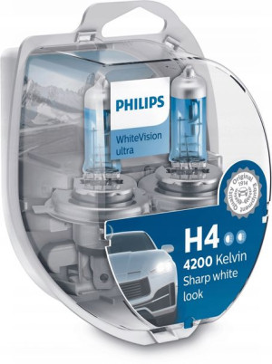 Philips H4 WhiteVision ultra 4200 Kelvinów + W5W