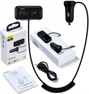 Baseus Transmiter Fm Bluetooth Ładowarka 2xusb Aux