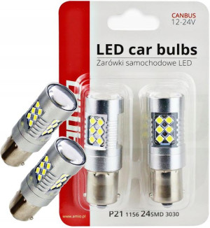 Żarówki LED cofania P21W 12/24V AMIO mocne