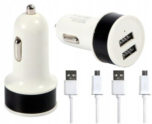 Ładowarka Samochodowa 2,1A + 2xUSB KABEL MICRO