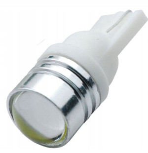 ŻARÓWKA LED W5W T10 12V wypukła soczewka BIAŁA COB