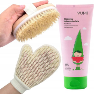 Zestaw Do Masażu Na Sucho Szczotka Rękawica Balsam