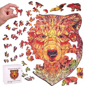 Drewniane Puzzle Dla Dorosłych Niedźwiedź Miś A3