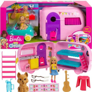 Lalka Barbie W Aucie Kamper Przyczepa Kempingowa