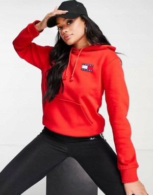 Bluza Damska Tommy Hilfiger Jeans czerwona Hoodie Dla dziewczyny rozmiar. S