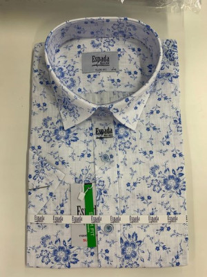 Koszula męska slim kołnierz biała kwiaty XL 43/44
