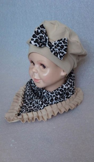 Beret czapka chusta cappucino roz. 52/54