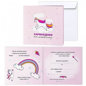 Zaproszenie urodzinowe z tęczowym jednorożcem