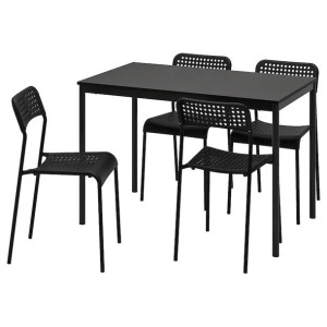 IKEA SANDSBERG ADDE Stół i 4 krzesła czarny czarny 110x67 cm