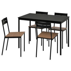 IKEA SANDSBERG SANDSBERG Stół i 4 krzesła czarny czarny 110x67 cm