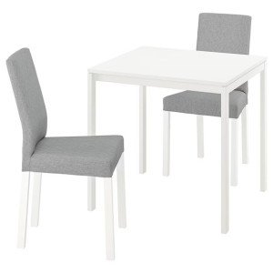 IKEA MELLTORP KATTIL Stół i 2 krzesła biały Knisa jasnoszary 75 cm