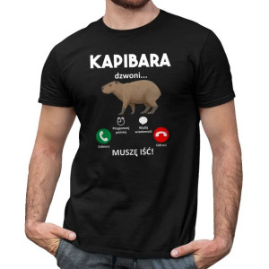 Kapibara dzwoni, muszę iść koszulka z kapibarą zabawna grafika