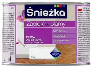 Śnieżka Zacieki Plamy Farba Akrylowa Biel Mat 0,4l