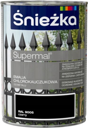 Śnieżka Emalia Chlorokauczuk Czarny Połysk 0,9l