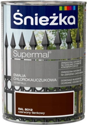Śnieżka Chlorokauczuk Czerwony Tlenkowy Połysk 0,9