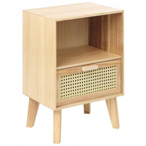Szafka nocna 1 szuflada front rattanowy jasne drew