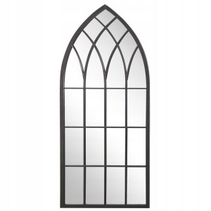 Metalowe Lustro Ścienne Okno 50 X 115 Cm Czarne Ca