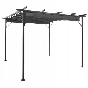 Pergola ogrodowa ze zwijanym dachem, 3x3 m, antrac