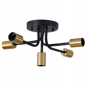 Lampa Sufitowa Wisząca Czarno Złota 5xe27 60w