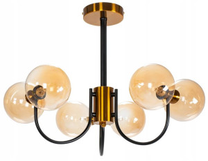 Lampa Sufitowa Szklane Kule Czarno Złota Gold