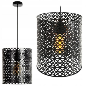 Lampa Sufitowa Wisząca W Stylu Loft Czarna Okrągła