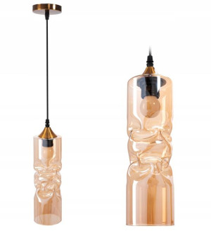 Lampa Sufitowa Wisząca Szklana Gold Przezroczysta