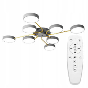 Lampa Sufitowa Nowoczesna Duża Grey Gold 8 Led