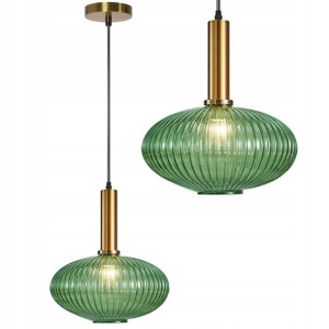 Lampa Sufitowa Wisząca Szklana Kolory Green Gold